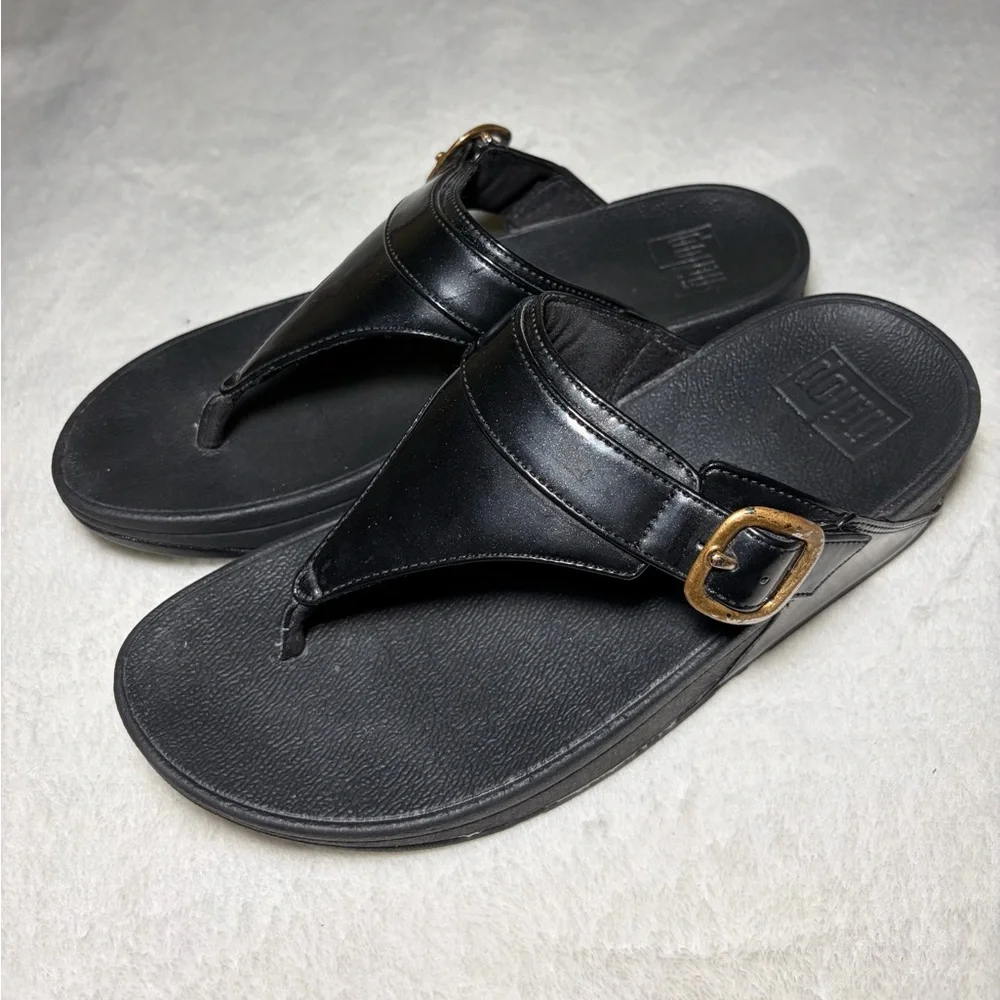 FitFlop Women’s Black Leather‎ Sandals Sz 6